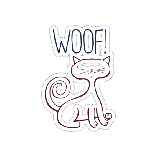 Funny Woof Cat Design Sticker Art For Cat Lovers