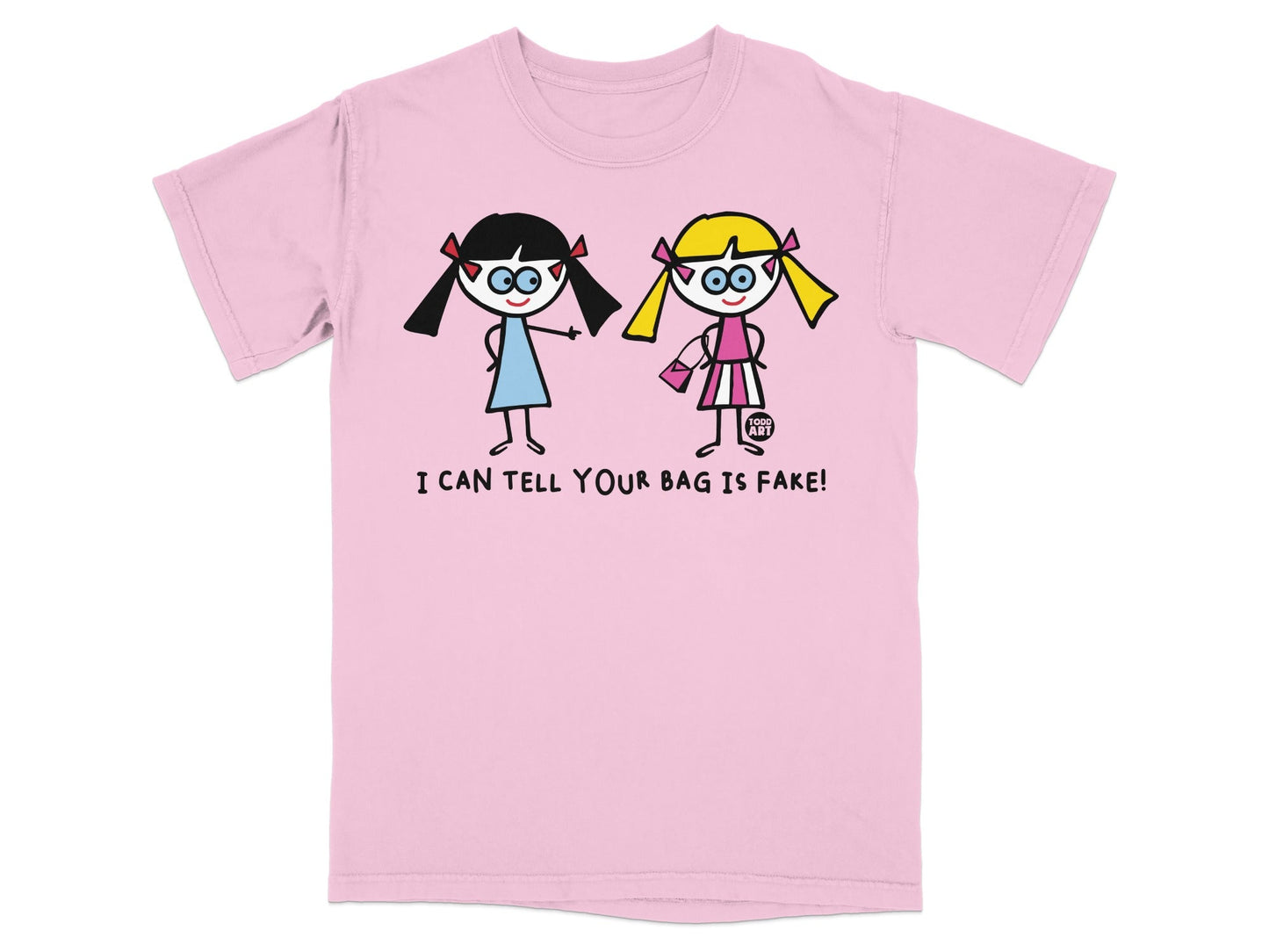 Funny Cartoon Characters Pink T-Shirt Fake Bag