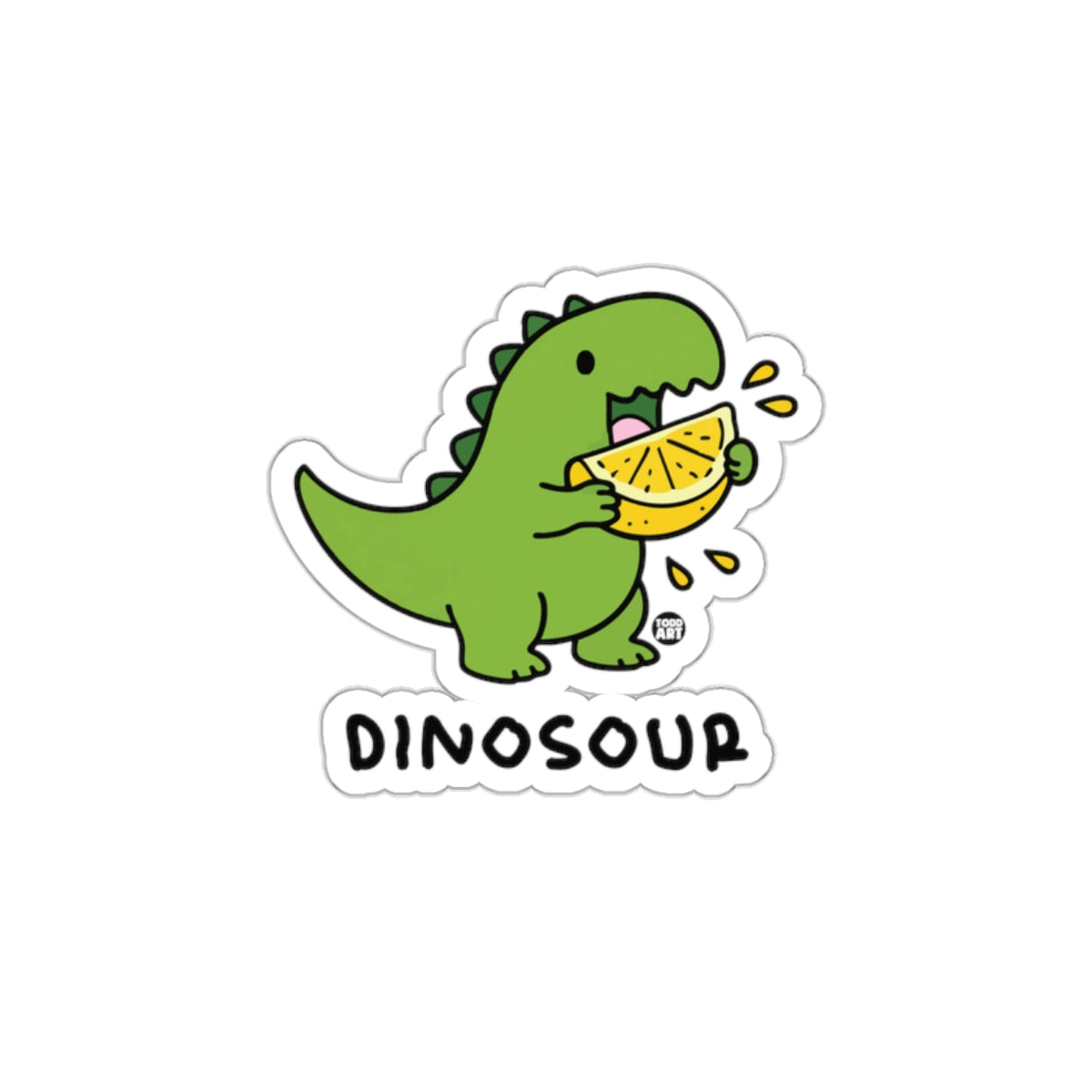 Cute Dinosaur Eating Slice of Lemon Sticker