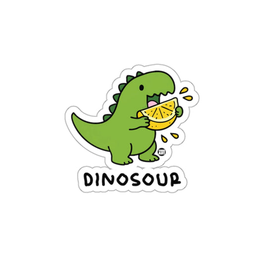 Cute Dinosaur Eating Slice of Lemon Sticker