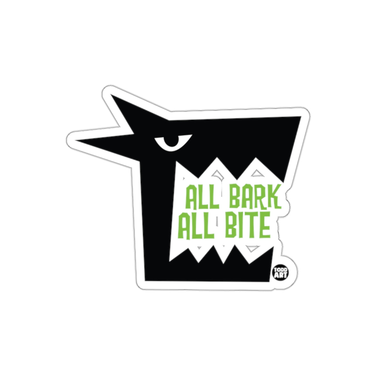 All Bark All Bite Black and White Sticker