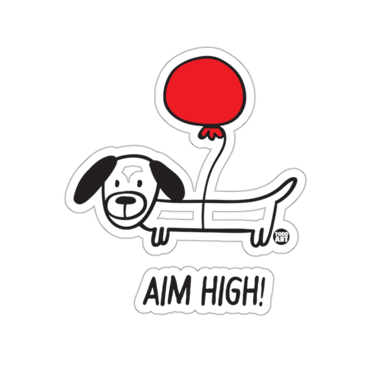 AIM HIGH Dog with Red Balloon Design Sticker