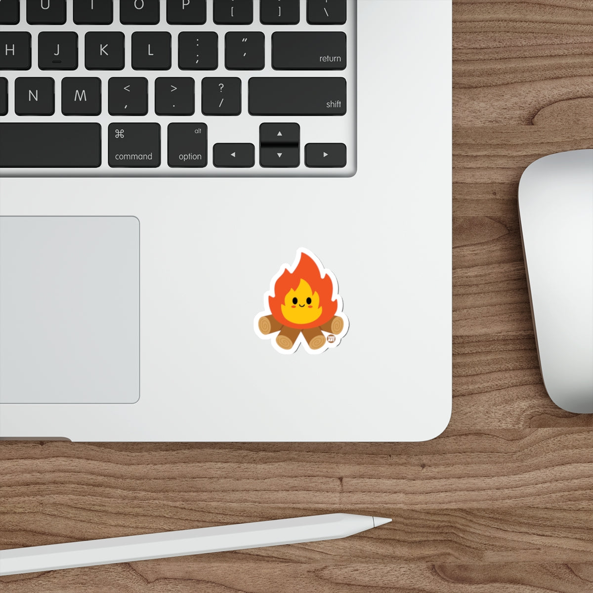 Cute Smiling Campfire Cartoon Laptop Decal Sticker
