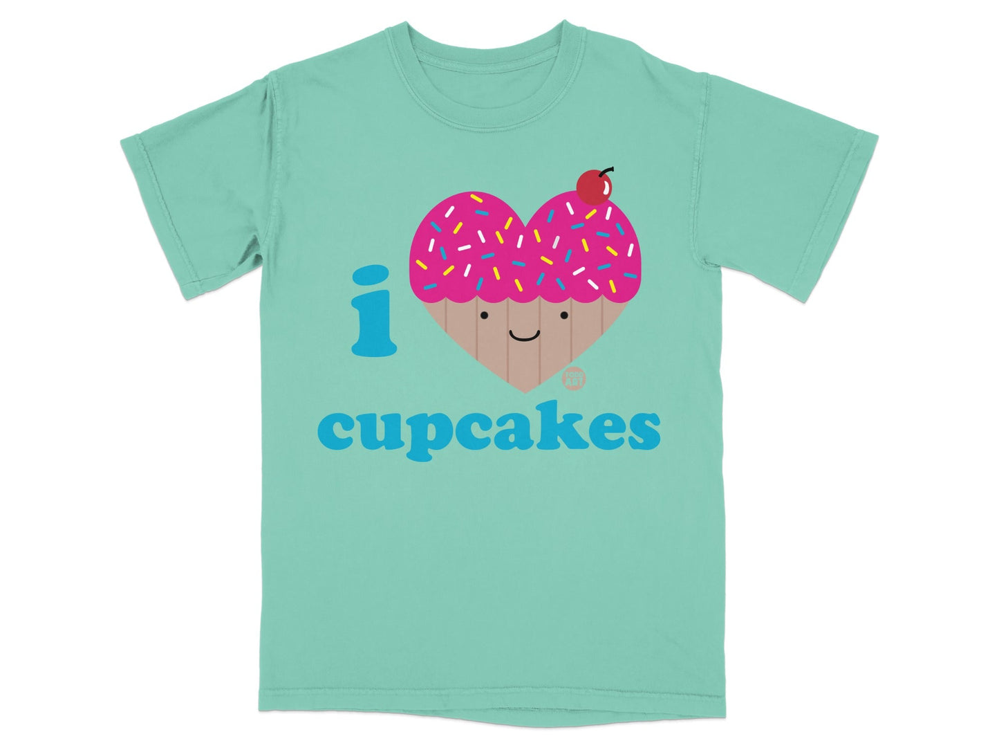 I Love Cupcakes Cute Graphic Teal T-Shirt Product