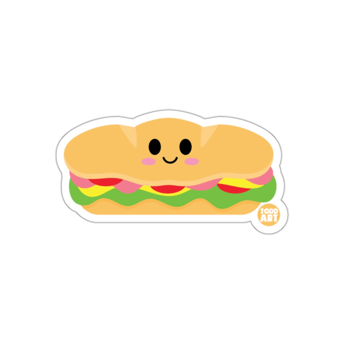 Cute Smiling Sandwich Cartoon Sticker for All Ages