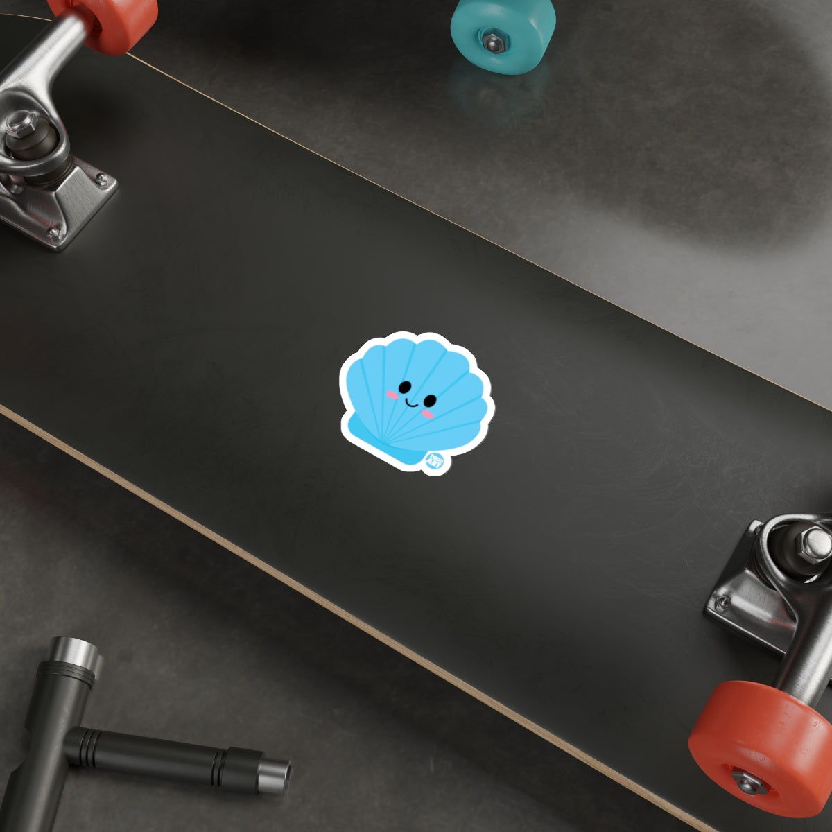 Adorable Blue Seashell Sticker for Skateboard Decor