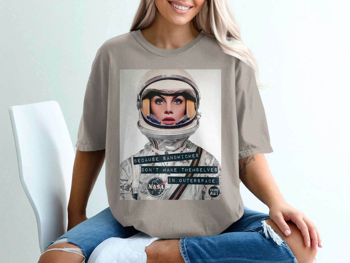 Astronaut in helmet with "NASA" and "Because Sandwiches Don't Make Themselves in Outer Space" text.