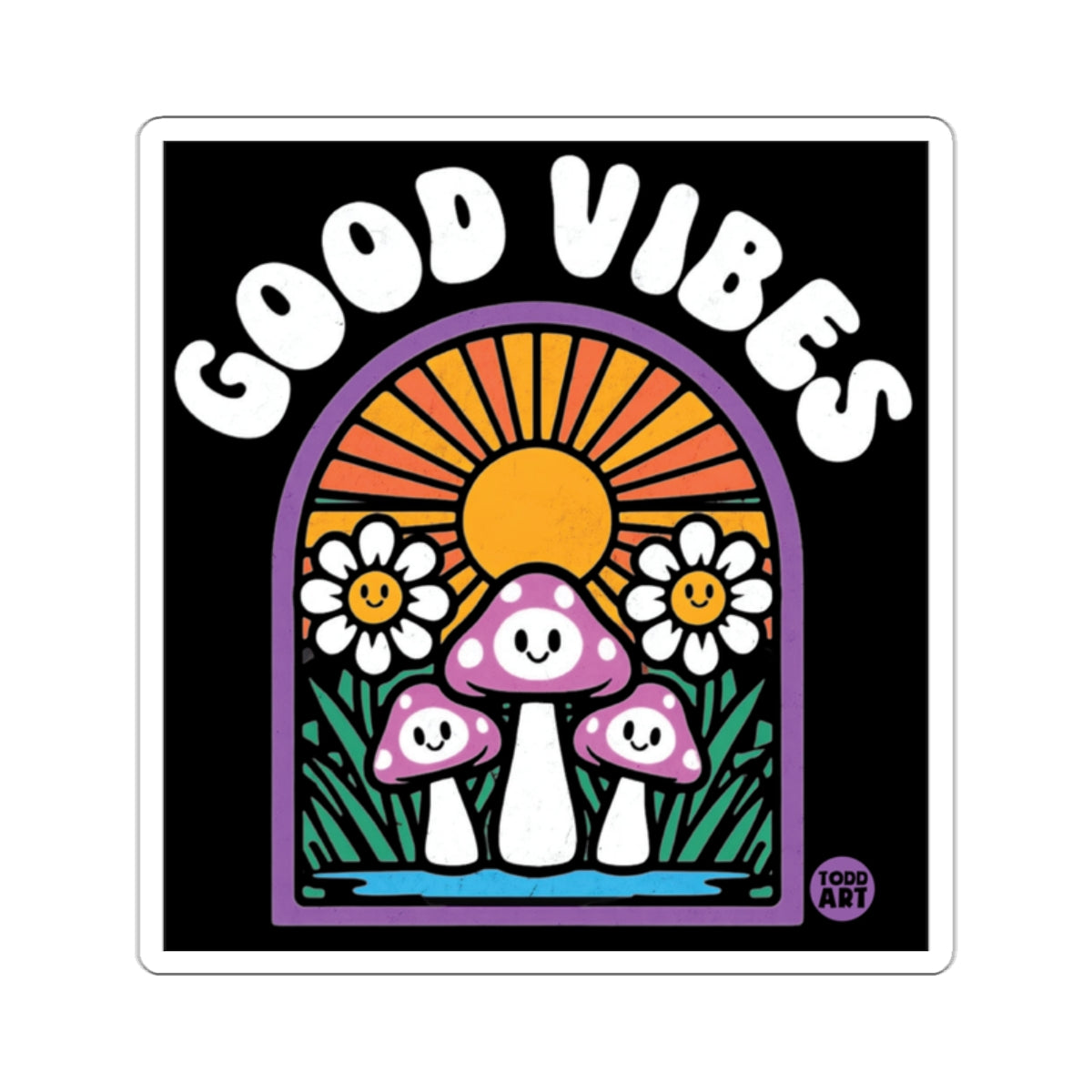 Good Vibes Sun Flowers Mushrooms Happy Faces Sticker product type