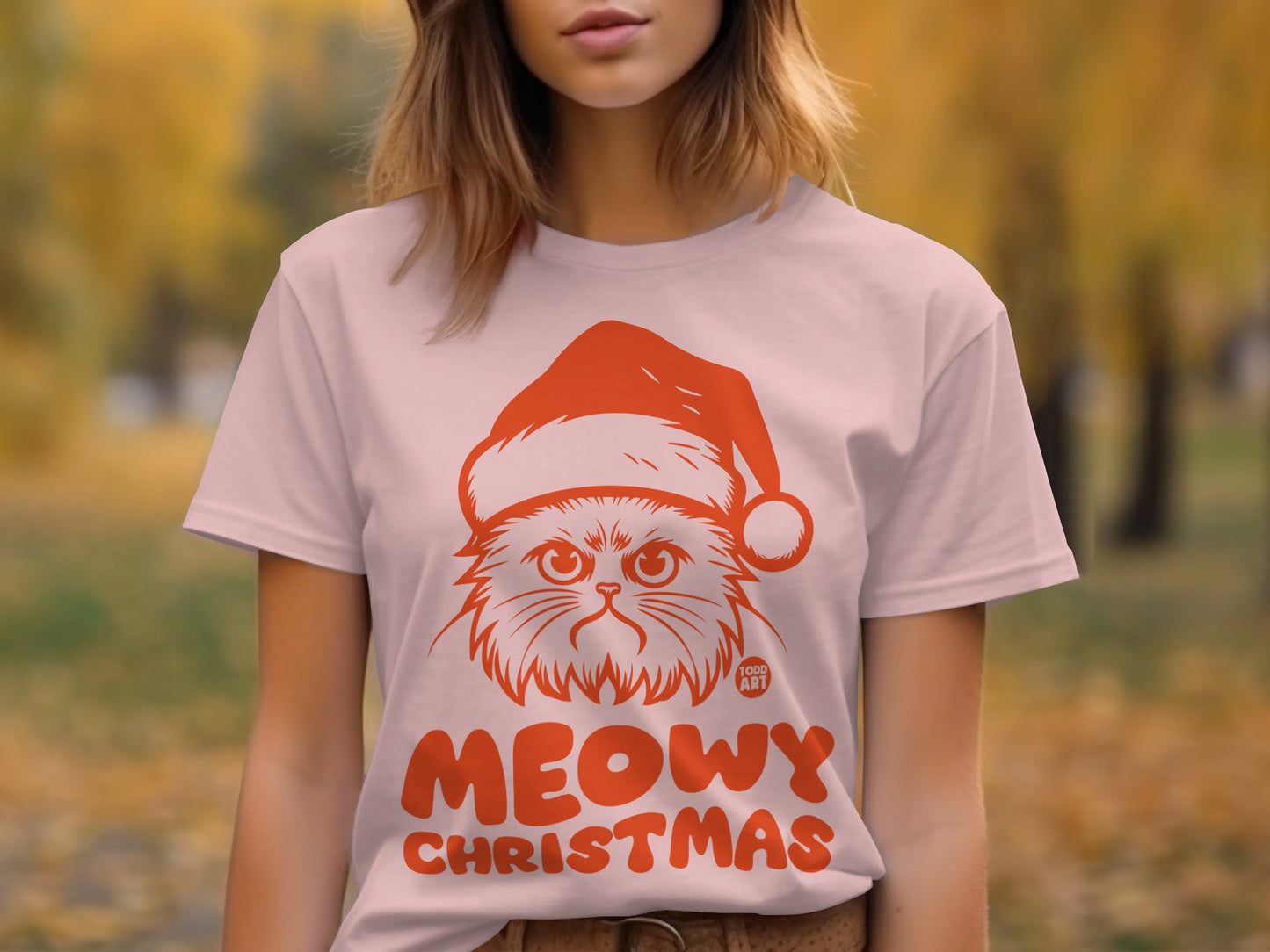 Meowy Christmas Cat Graphic Tee for Holiday Fun