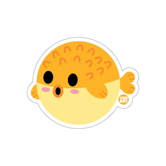 Cute Todd Art Puffy Fish Character Sticker for Sale