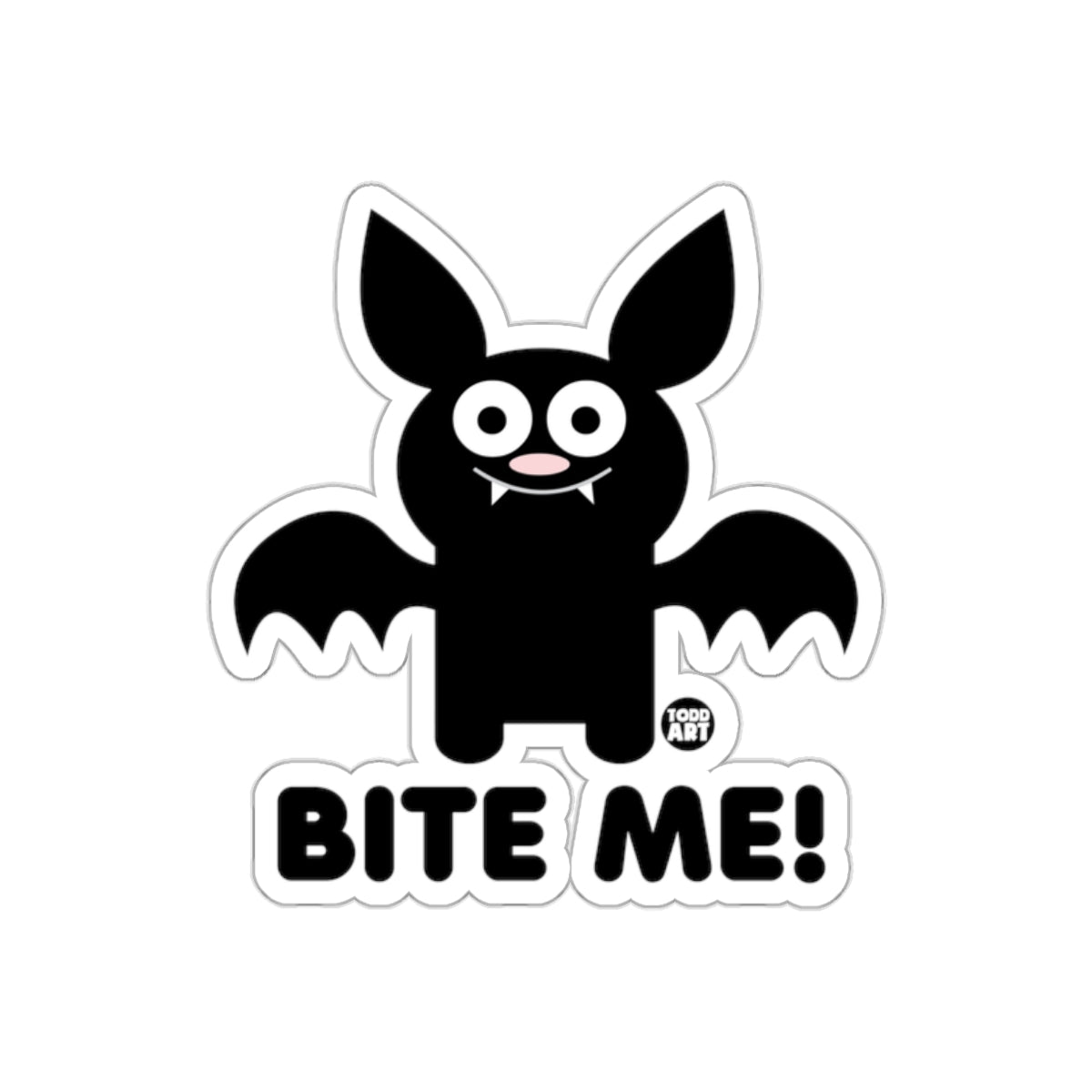 Funny Bat Design with Bite Me Text Sticker