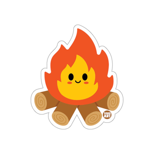 Cute Smiling Campfire with Logs Sticker for Kids