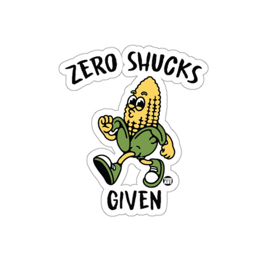 Zero Shucks Given Cartoon Corn Character Sticker