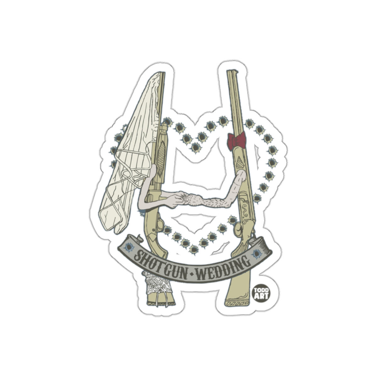 Shotgun Wedding Guns with Flowers Sticker Design