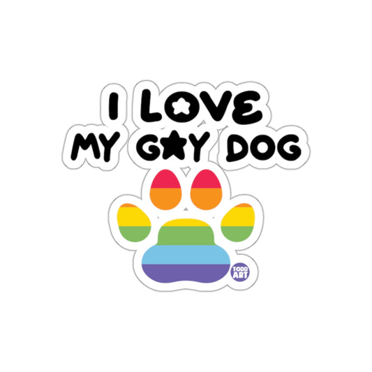 I Love My Gay Dog Rainbow Paw Print Sticker
