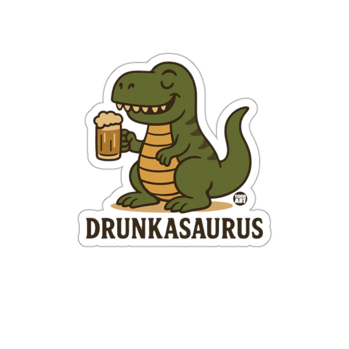 Funny Drunkasaurus Dinosaur Holding Beer Sticker