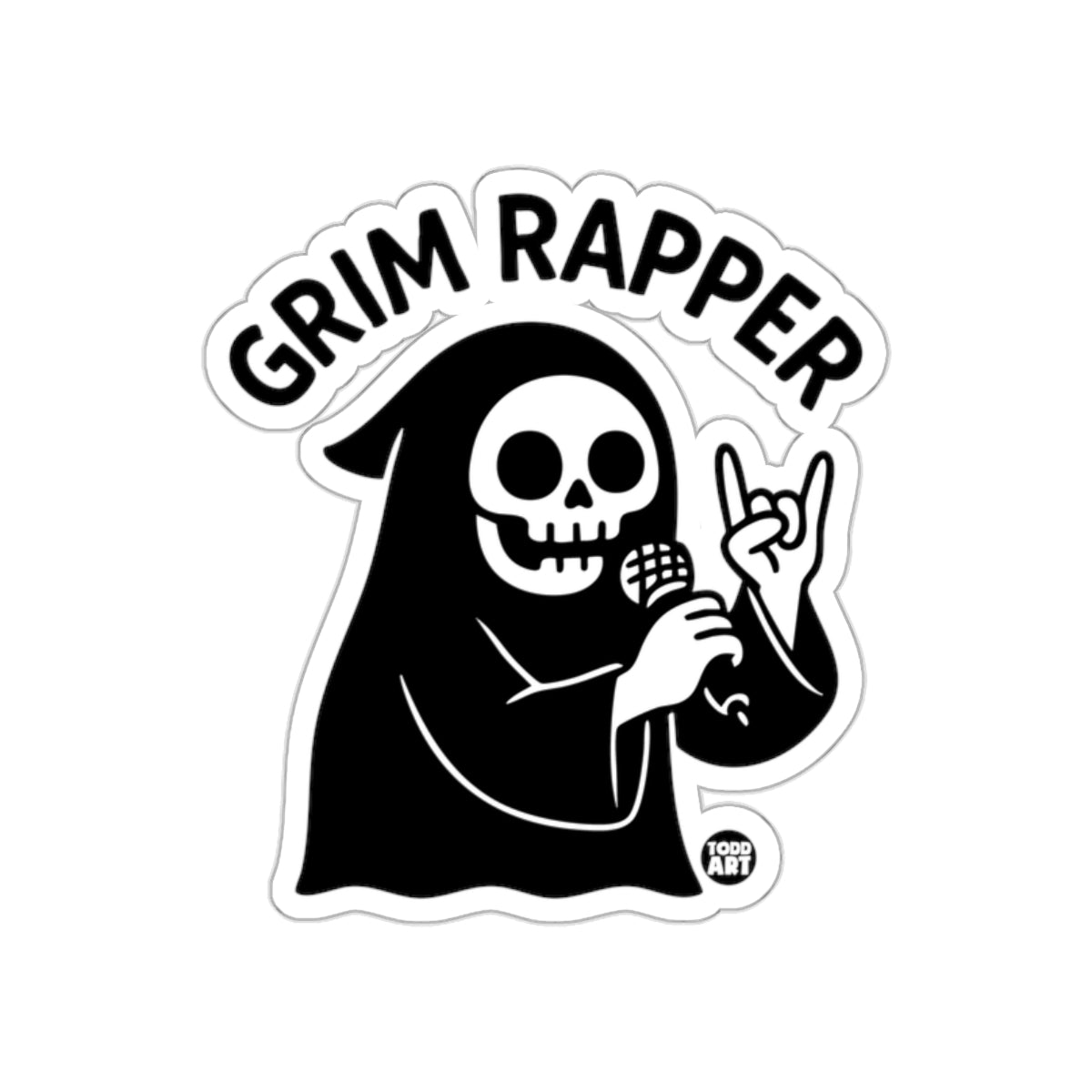 Grim Rapper Skeleton Holding Microphone Sticker