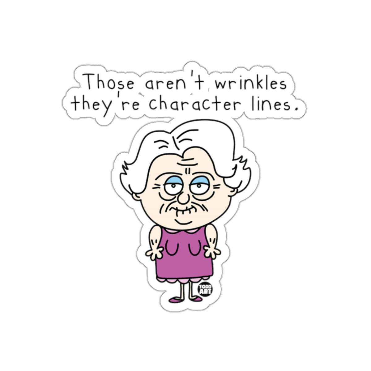 Funny Elderly Woman Character Lines Sticker