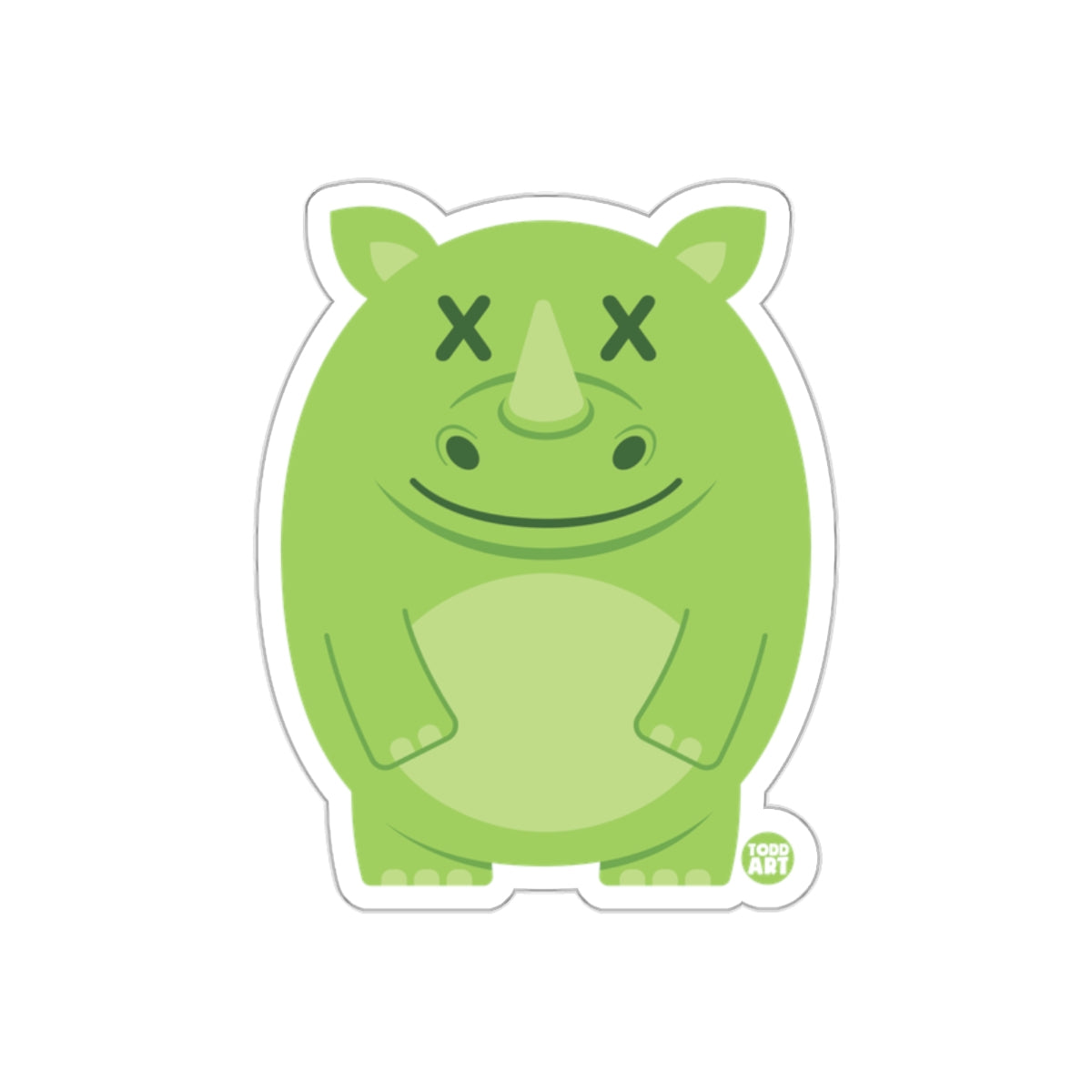 Cute Green Cartoon Rhino Design Sticker Product