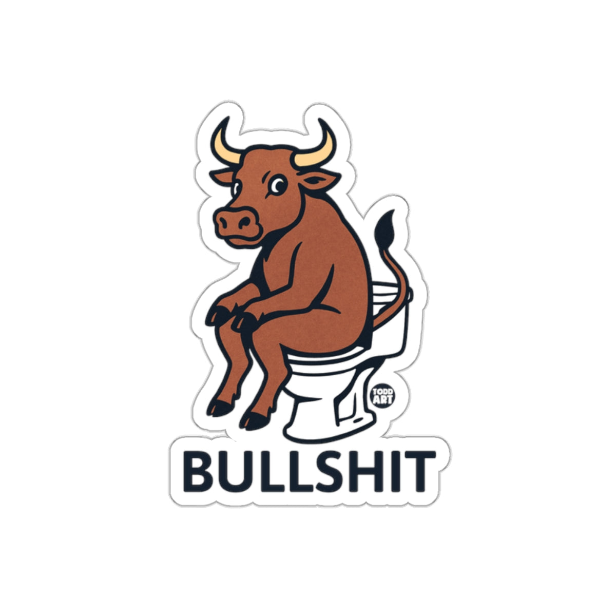 Bull on Toilet Humorous Sticker for Fun Decor