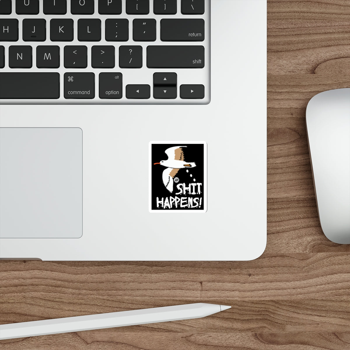 Funny Bird Saying Shit Happens Laptop Sticker