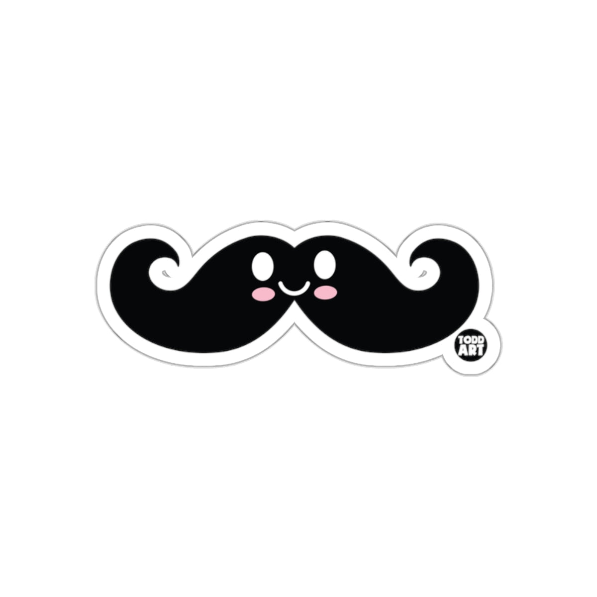 Happy Face Mustache Cartoon Sticker Todd Art Design