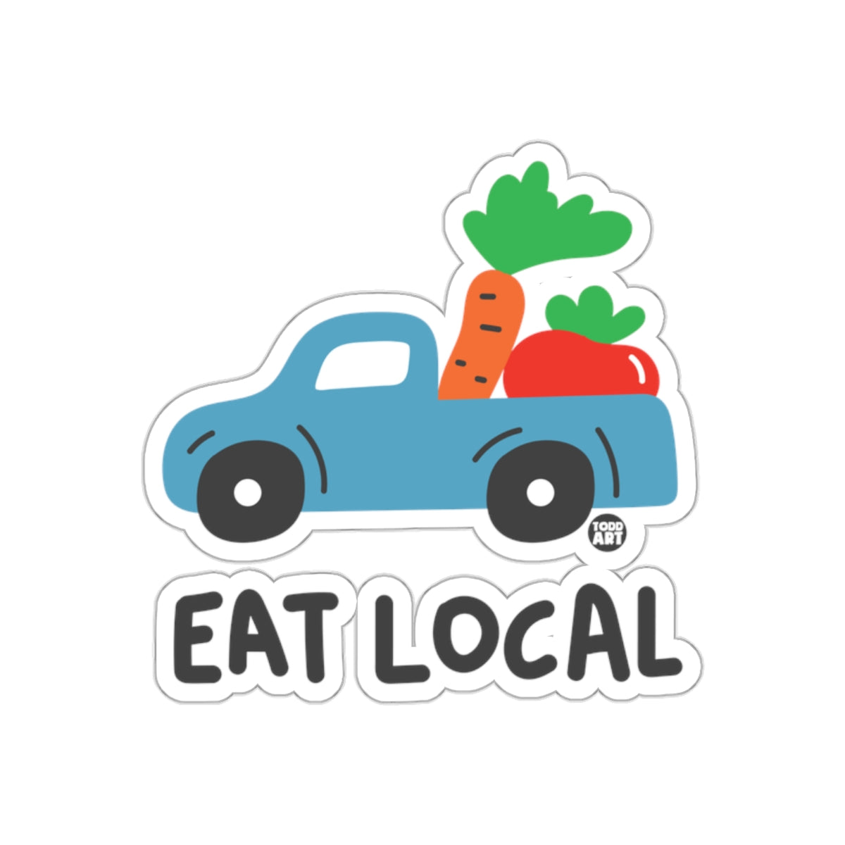 Eat Local Truck with Vegetables Sticker Decal