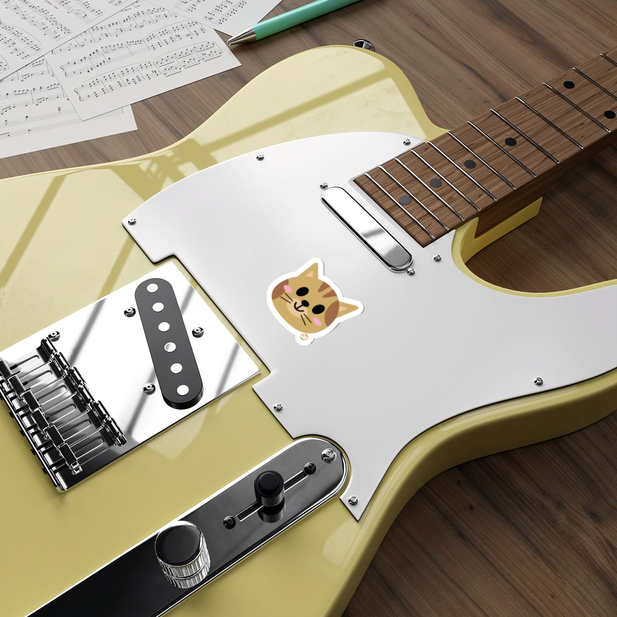 Cute Cat Face Sticker for Guitar Decoration Accessory