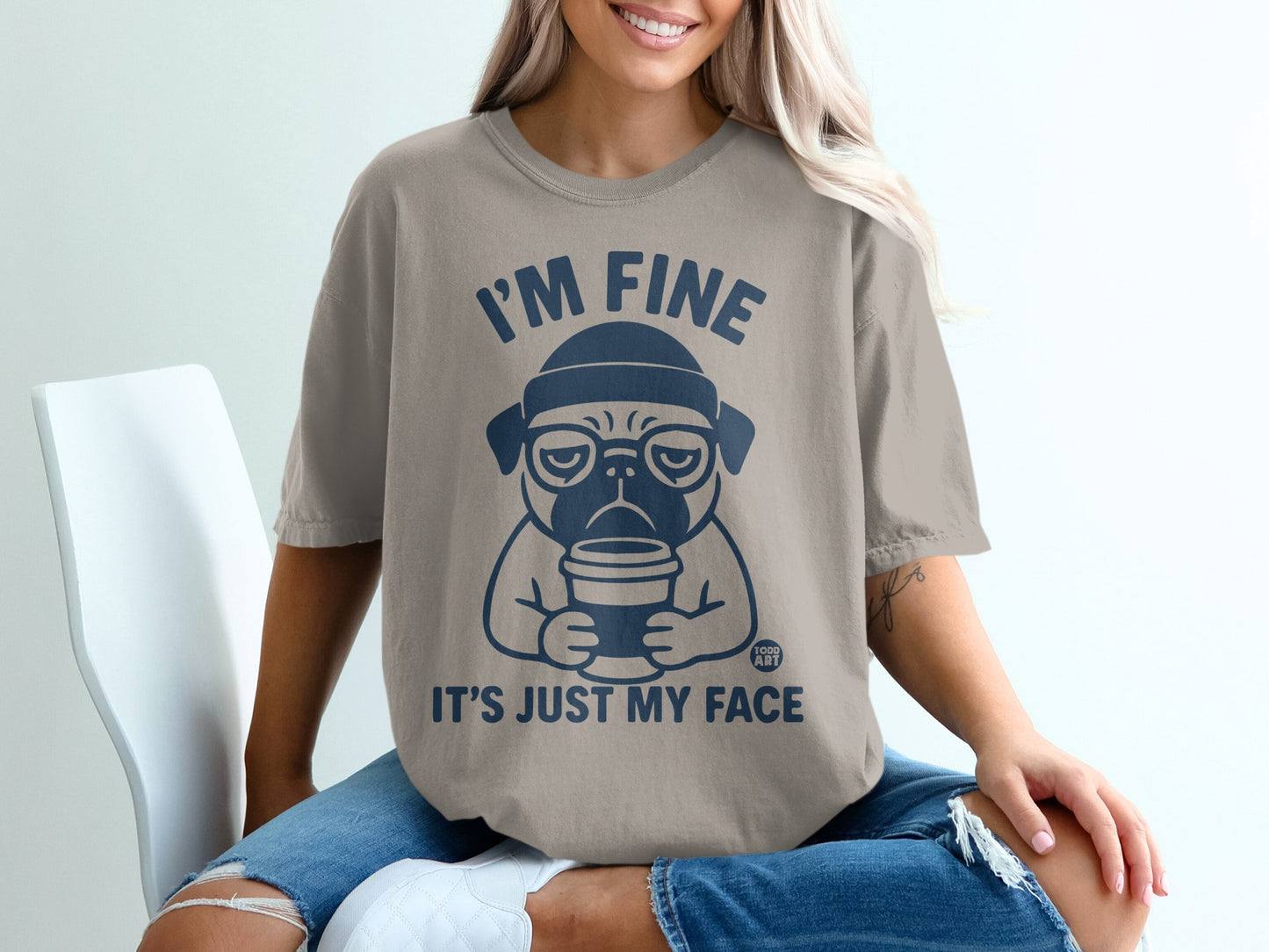 I'm Fine It's Just My Face Funny Dog T-shirt