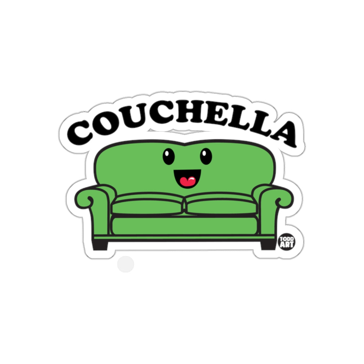 Couchella Happy Green Couch Sticker Fun Design