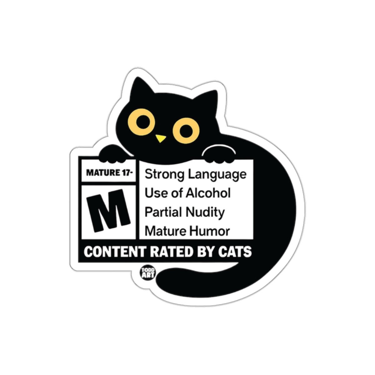 Content Rated by Cats Funny Humor Black Cat Stickers