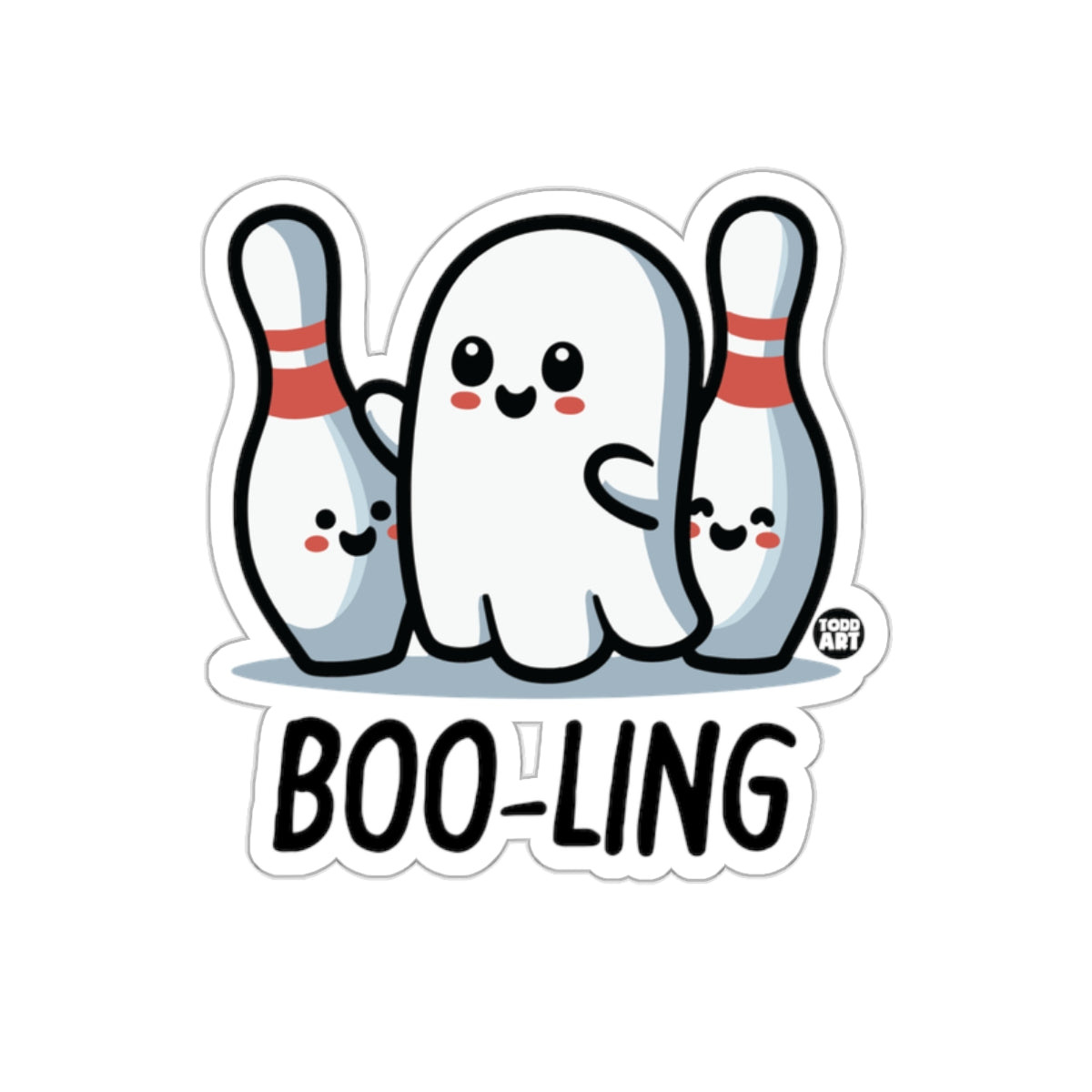 BOO-LING Cute Ghost and Bowling Pins Sticker