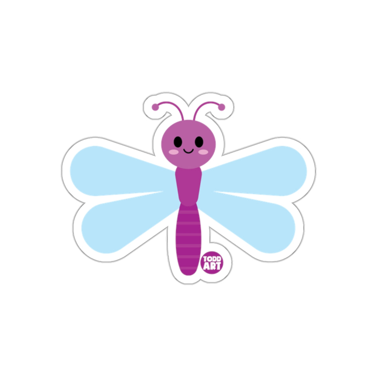 Cute Smiling Purple and Blue Dragonfly Sticker