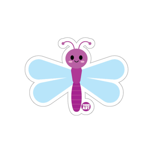 Cute Smiling Purple and Blue Dragonfly Sticker
