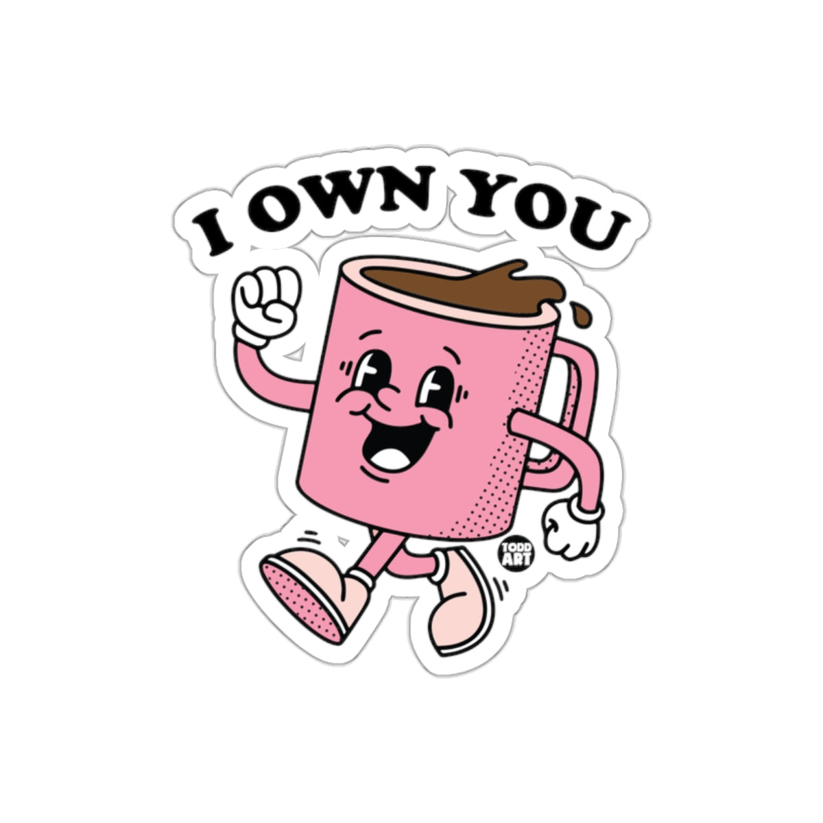 Cheerful Animated Coffee Mug Sticker for Decoration