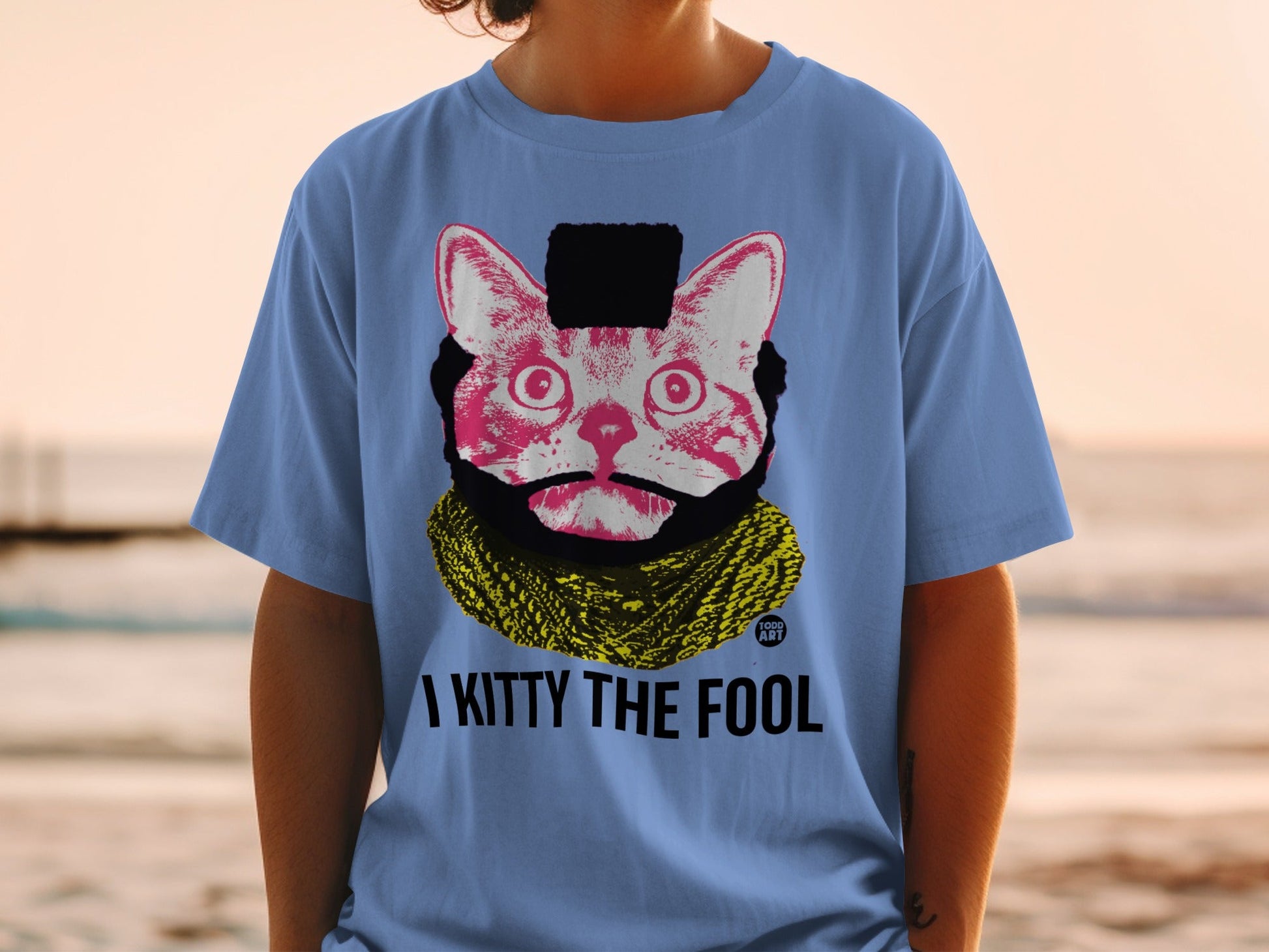 Funny Blue T-Shirt I Kitty The Fool Cat Graphic Tee