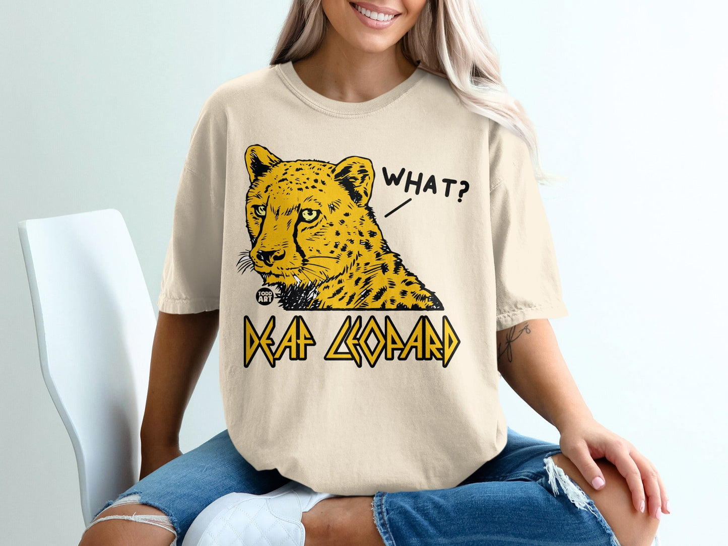 Deaf Leopard Graphic Tee with Retro Design