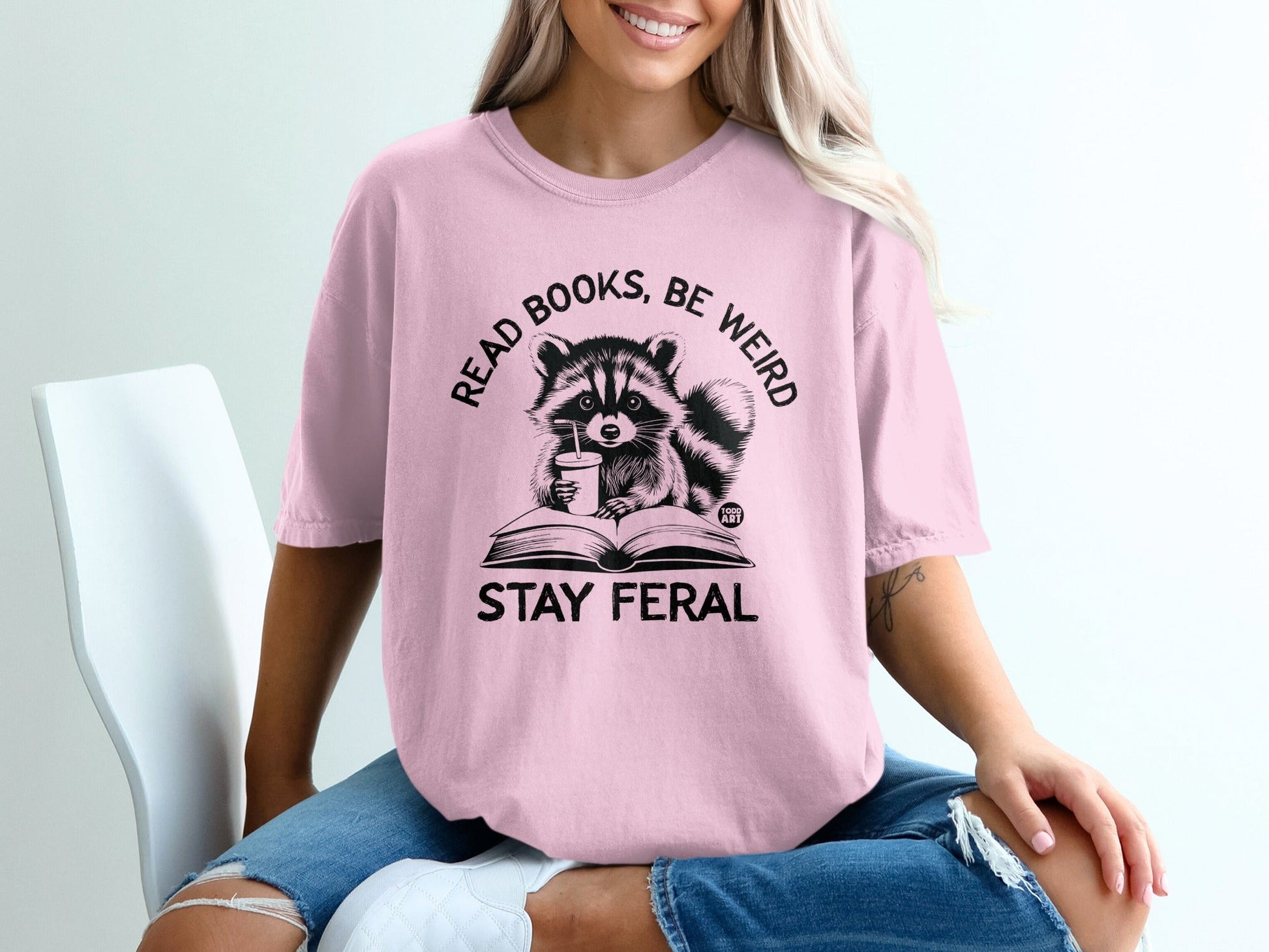 Read Books Be Weird Stay Feral Raccoon Shirt