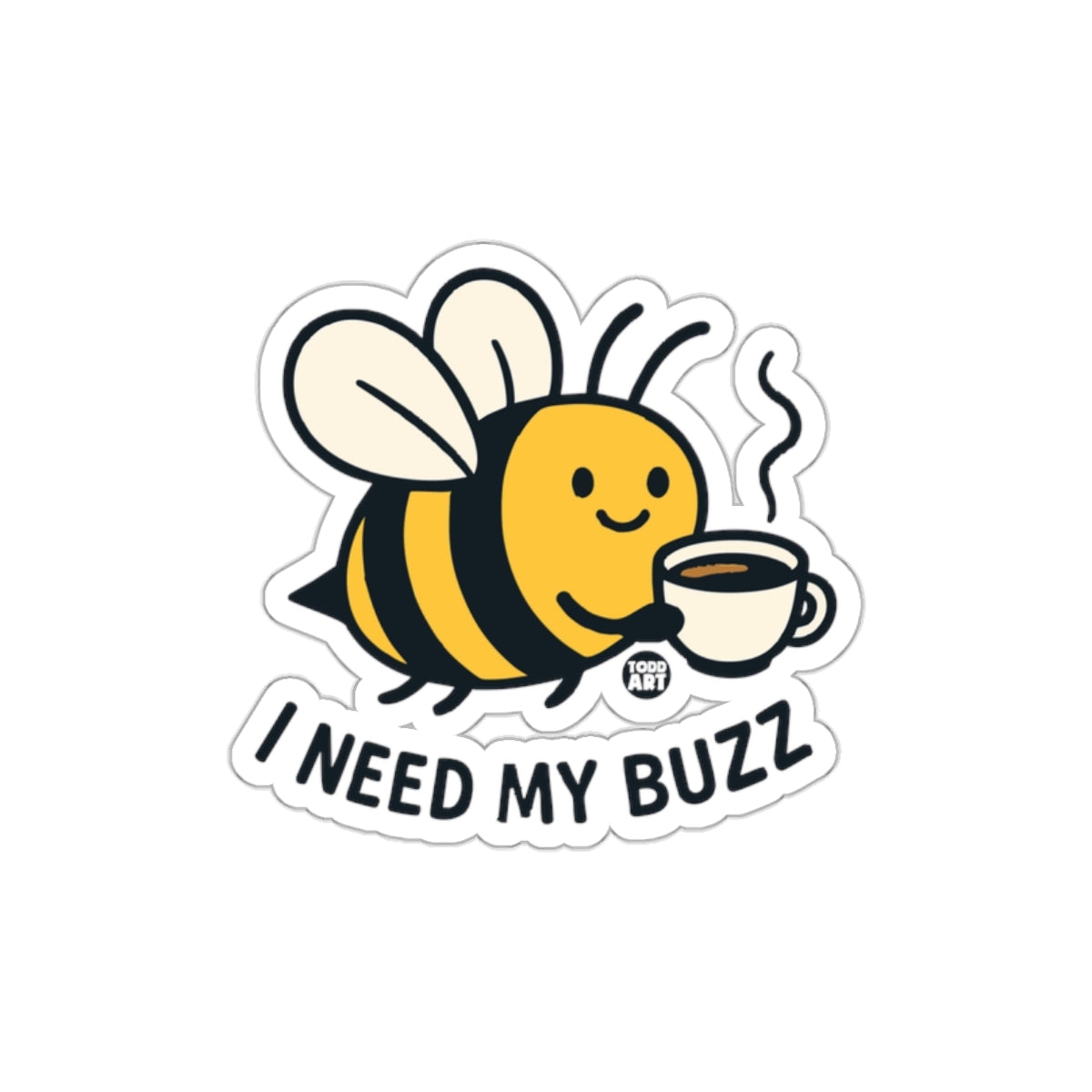 I Need My Buzz Cute Coffee Bee Sticker Fun Decor