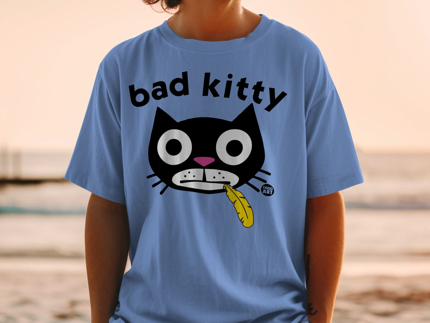 Bad Kitty Graphic Print Funny Cat T-shirt