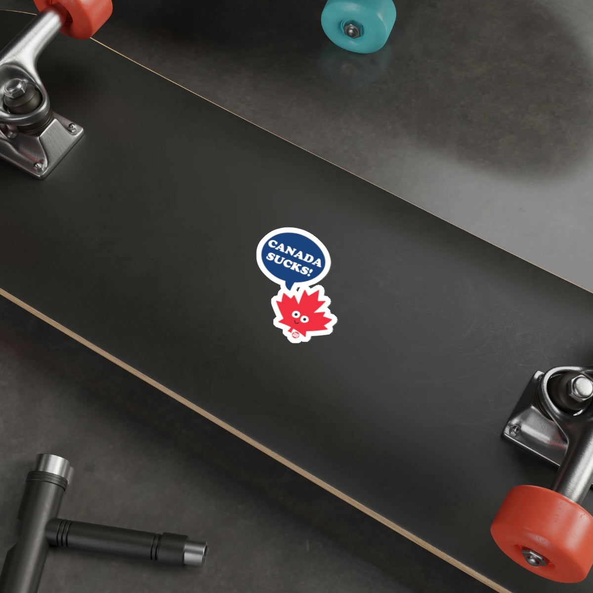 Canada Sucks Funny Maple Leaf Skateboard Sticker