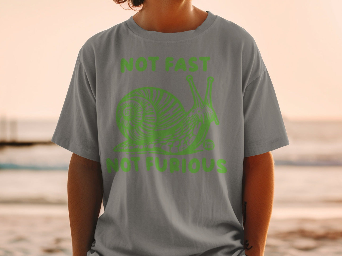 Not Fast Not Furious Snail Design T-shirt