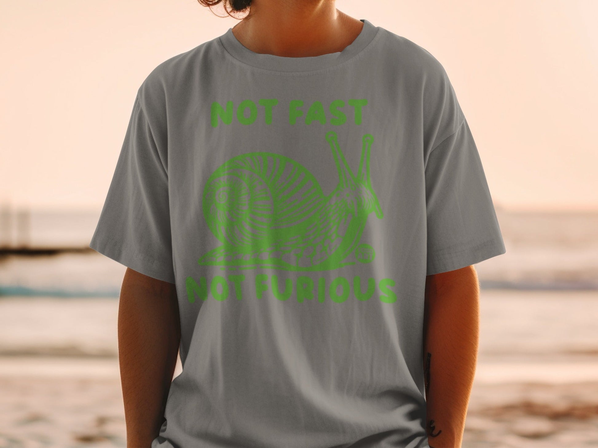 Not Fast Not Furious Snail Design T-shirt