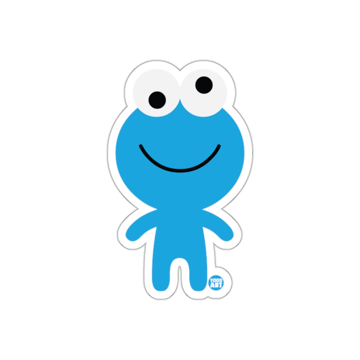 Cute Blue Smiling Character Sticker for Kids and Fans
