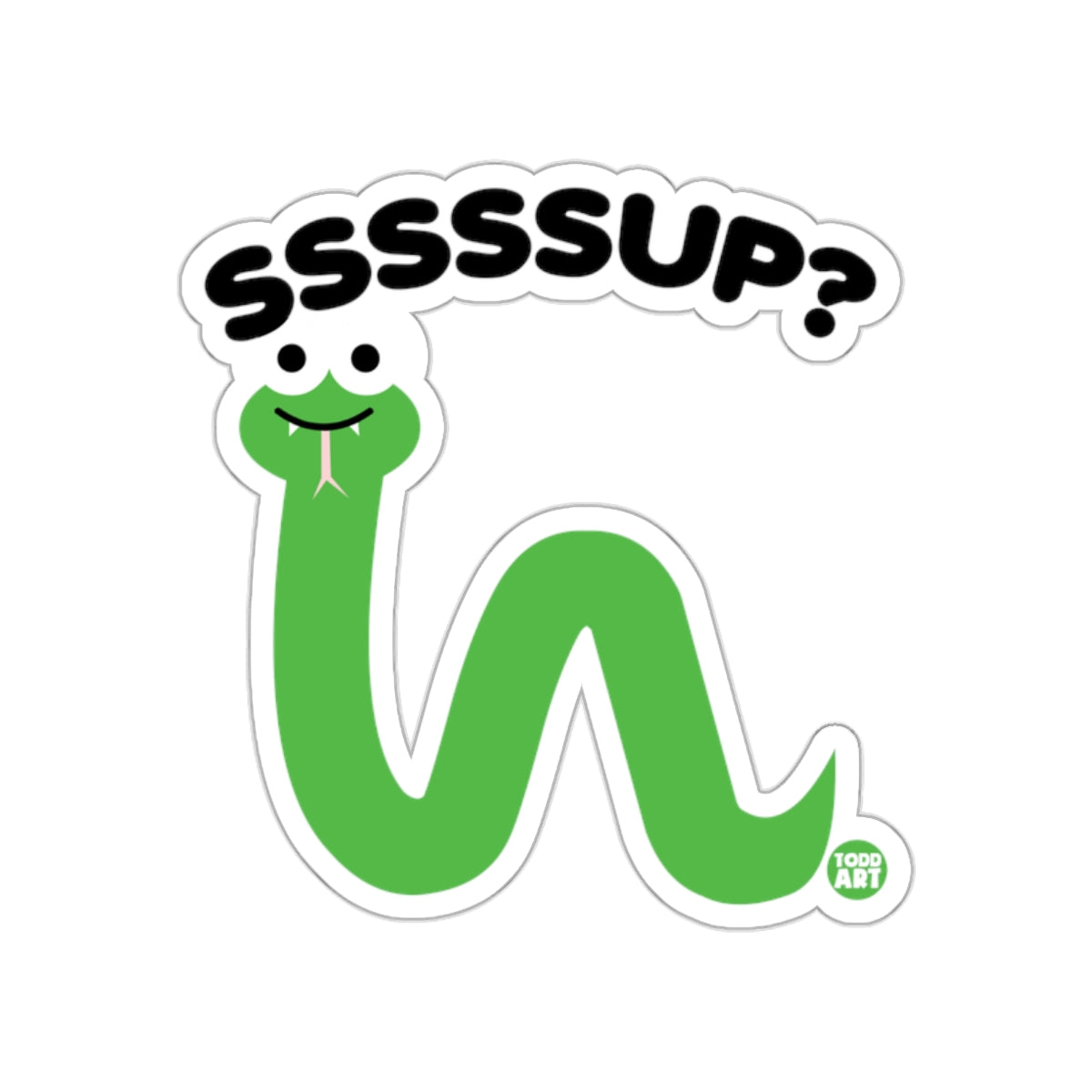 Sssssup? Cartoon Green Snake Graphic Design Stickers
