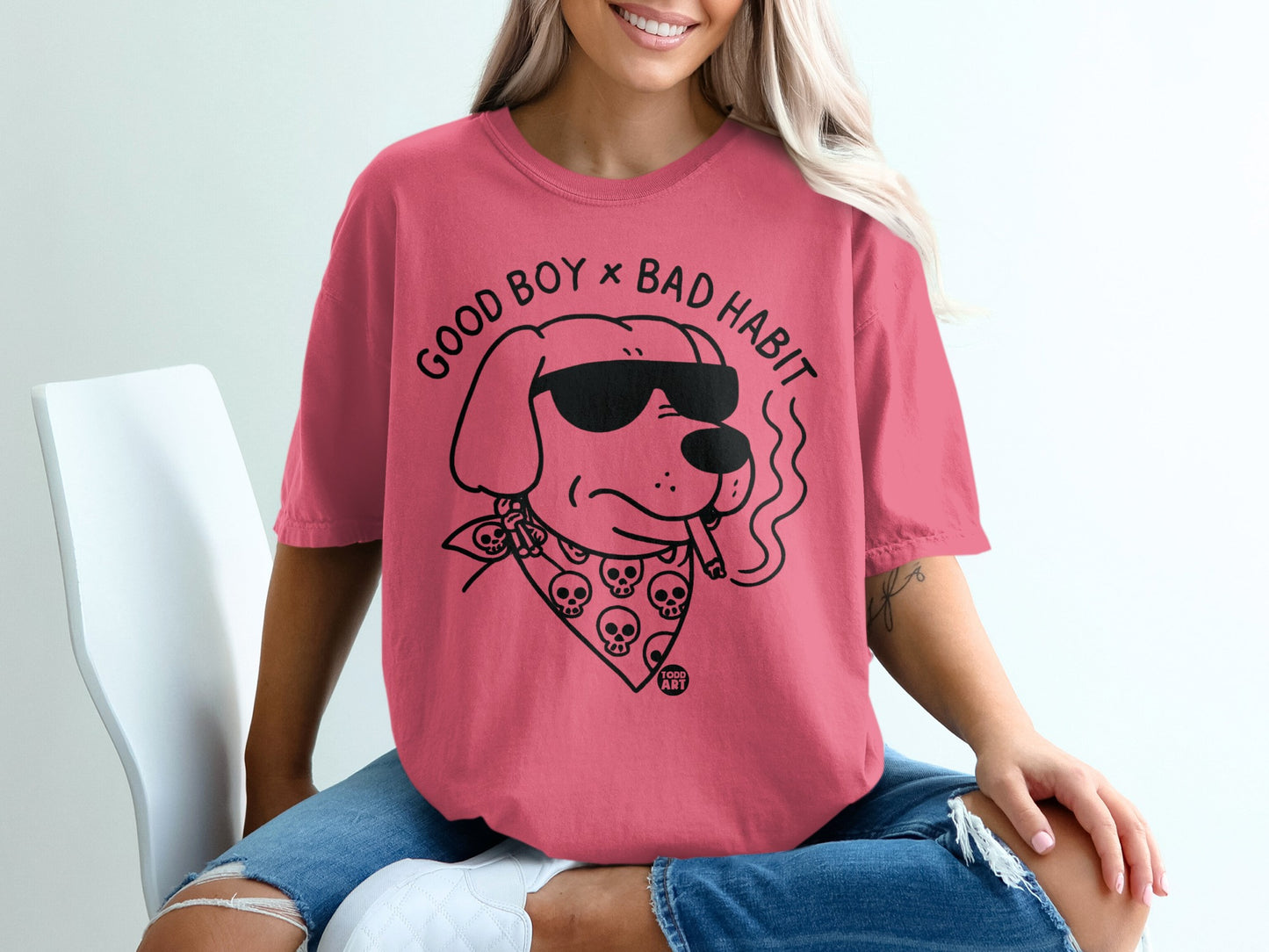 Good Boy x Bad Habit Graphic Tee with Cool Dog Design