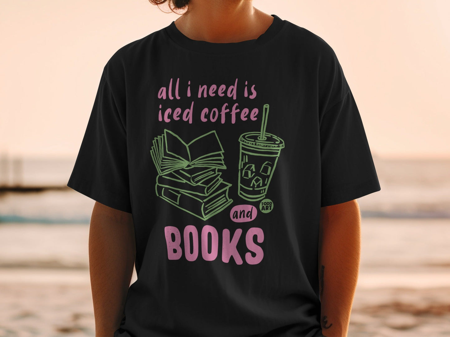 All I Need Is Iced Coffee and Books Graphic Shirt