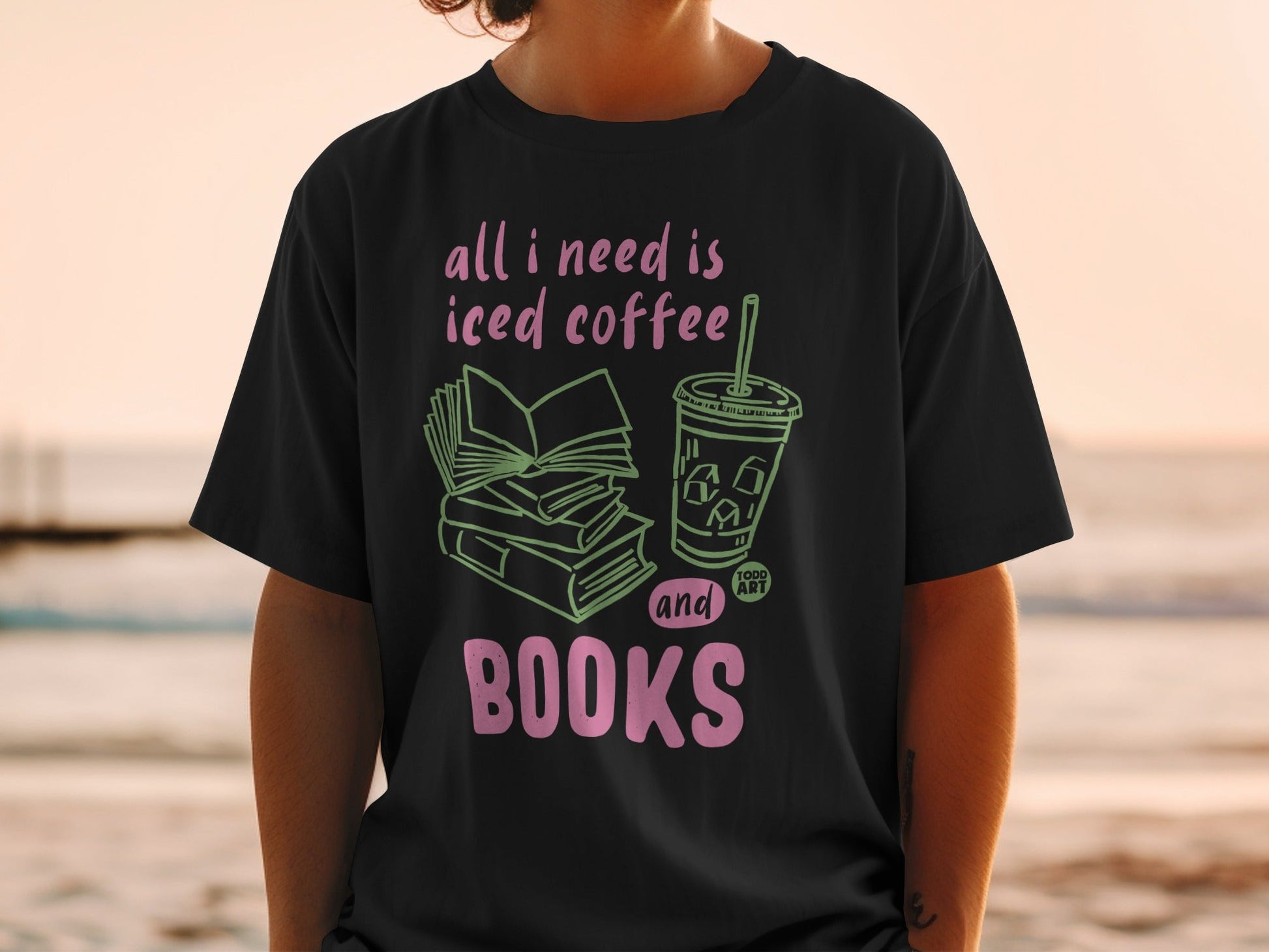 All I Need Is Iced Coffee and Books Graphic Shirt