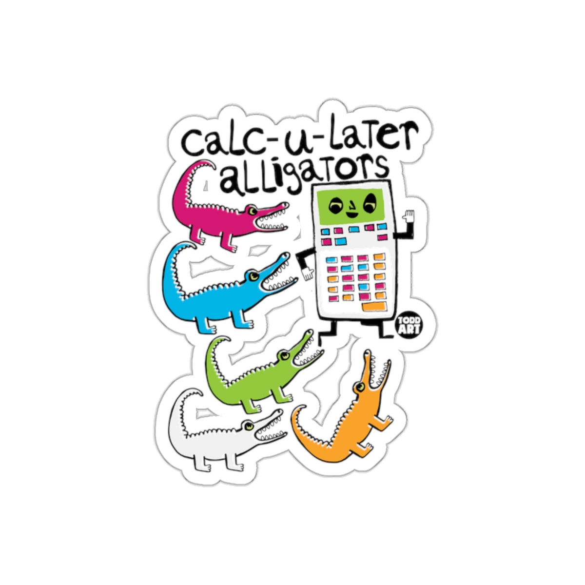 Calc-U-Later Alligators Cartoonish Funny Calculator Stickers