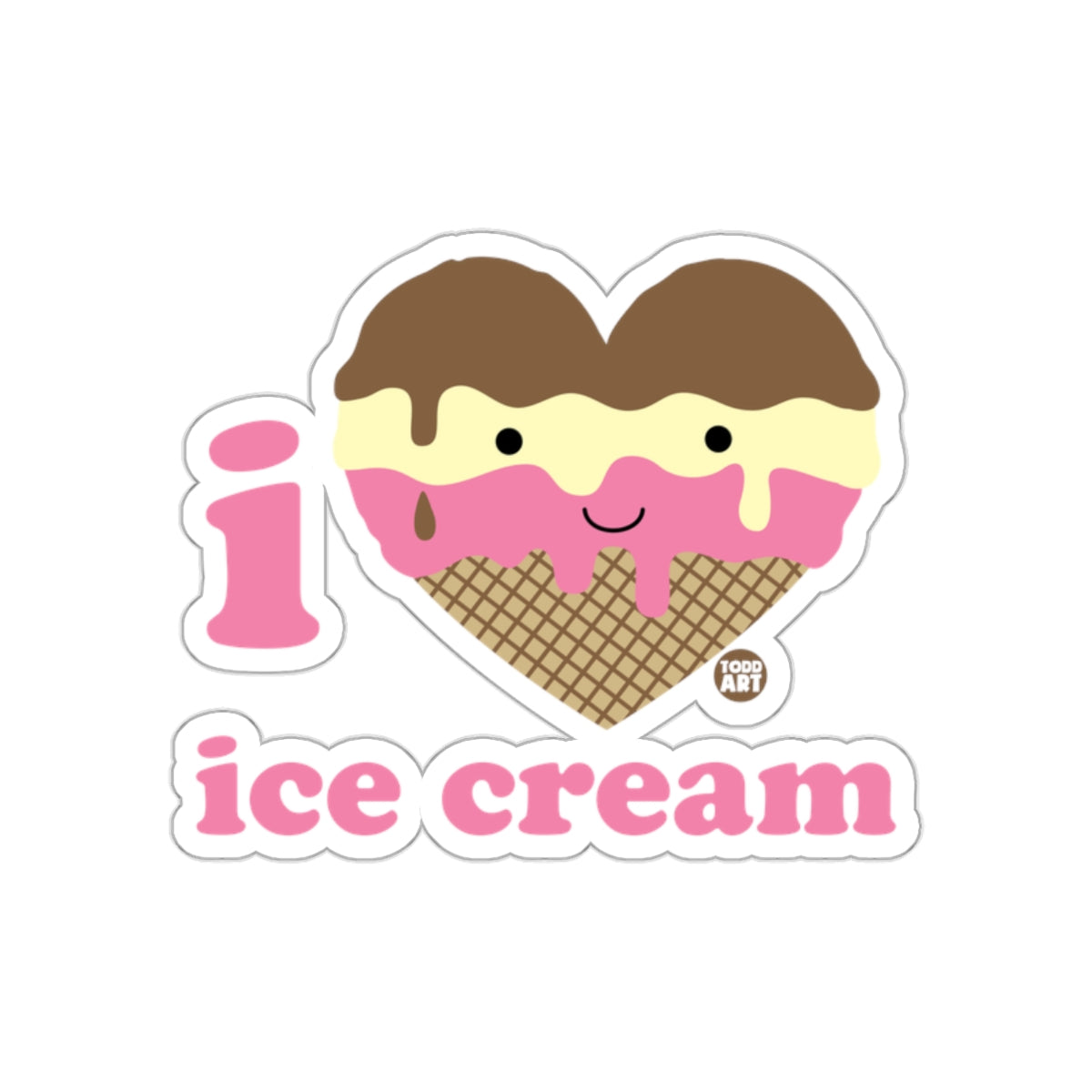 I Love Ice Cream Cute Heart-Shaped Sticker